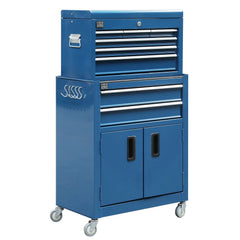 Carrello-armadietto metallico premium portautensili porta attrezzi multifunzione 2 pezzi-doppio con due ante e 7 cassetti con ruote mobile HBM Olanda 61,4 × 33 × 106,4 cm organizzatore per officina garage