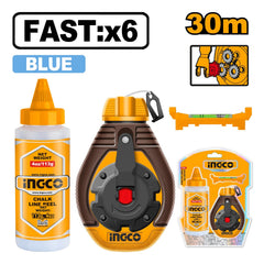Dispositivo traccialinee con polvere filo 30 m, traccialinee con polvere, con sistema di recupero rapido 6:1