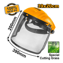 Visiera in rete in polipropilene, visiera decespugliatore, maschera protettiva a rete, protezione per viso e occhi, scudo facciale protettivo, giardinaggio casco sicurezza, 39 × 20 cm Ingco
