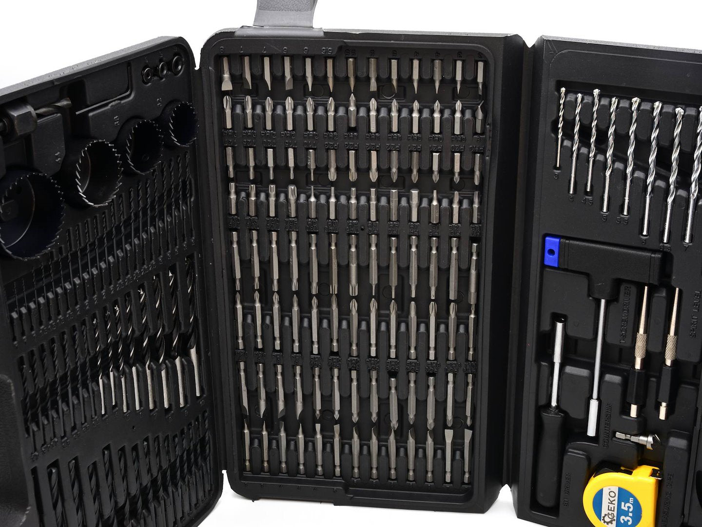 Set di 217 pezzi con punte, bit, bussole e accessori per accessori per utensili di foratura e avvitamento – metallo, legno, cemento