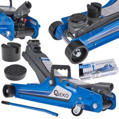 Cric sollevatore auto, martinetto idraulico professionale a carrello con profilo ribassato, 2,5 t Geko