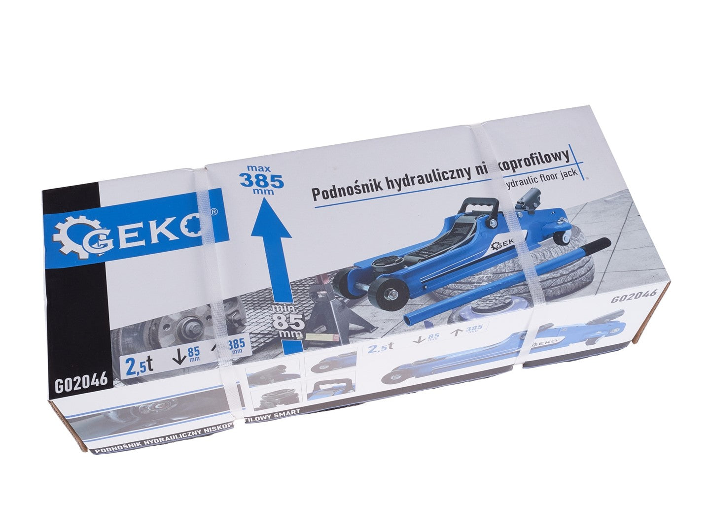 Cric sollevatore auto, martinetto idraulico professionale a carrello con profilo ribassato, 2,5 t Geko