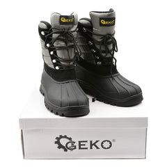 Stivali da neve per uomo stivali invernali suole impermeabili scarpe calde stringati per giardino, fattoria e outdoor, black, 44 Geko