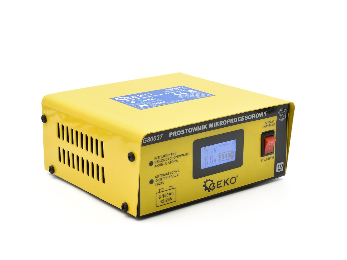 Caricabatterie auto a microprocessore LCD 12/24V 10A, avviatore per batterie auto 6-150Ah Geko