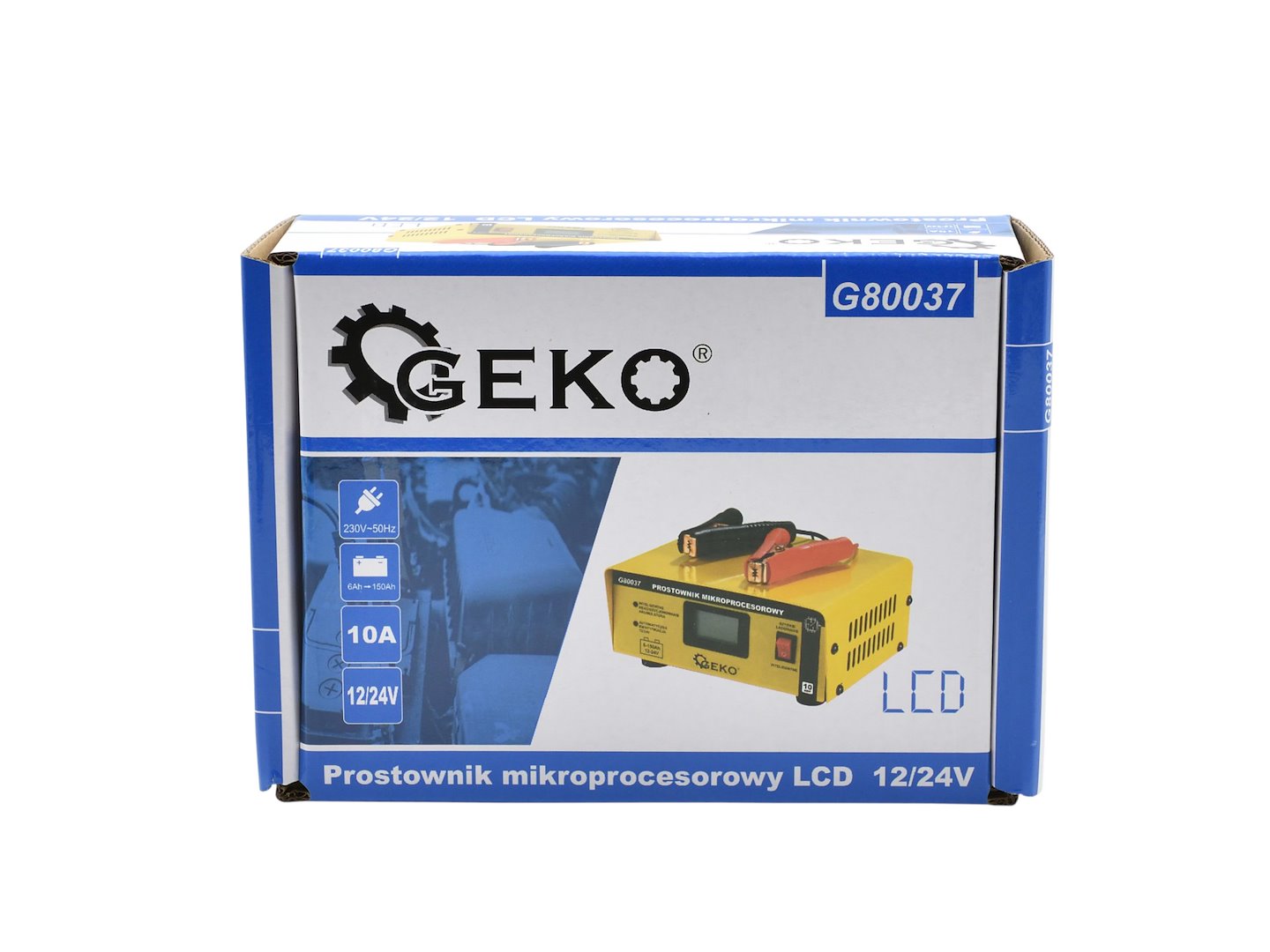 Caricabatterie auto a microprocessore LCD 12/24V 10A, avviatore per batterie auto 6-150Ah Geko