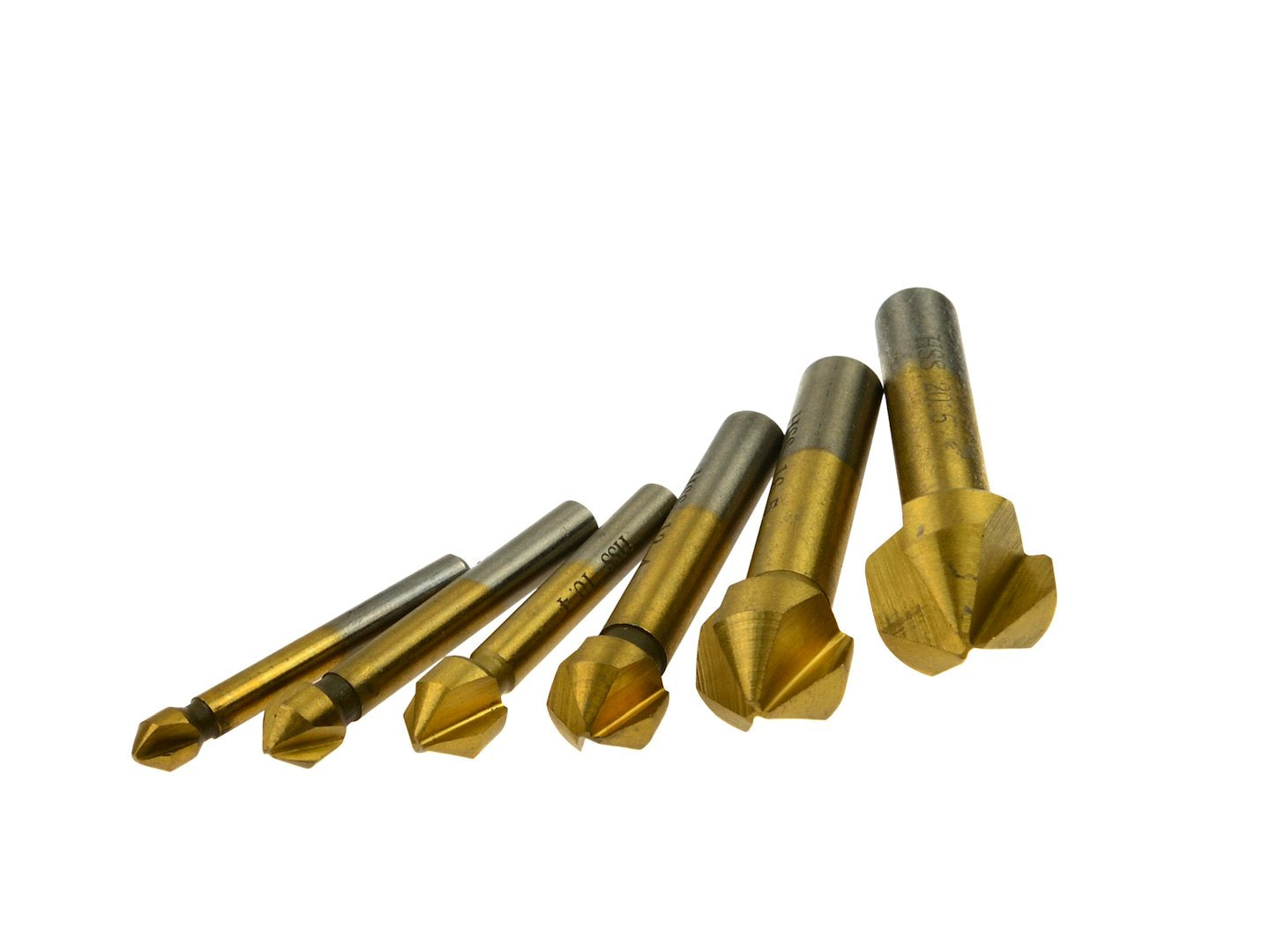 Set di 6 frese coniche a taglienti - in acciaio HSS TiN - codolo esagonale - per punte da metallo, punte coniche, fresa conica trapano, diametro 6,3–20,5 mm