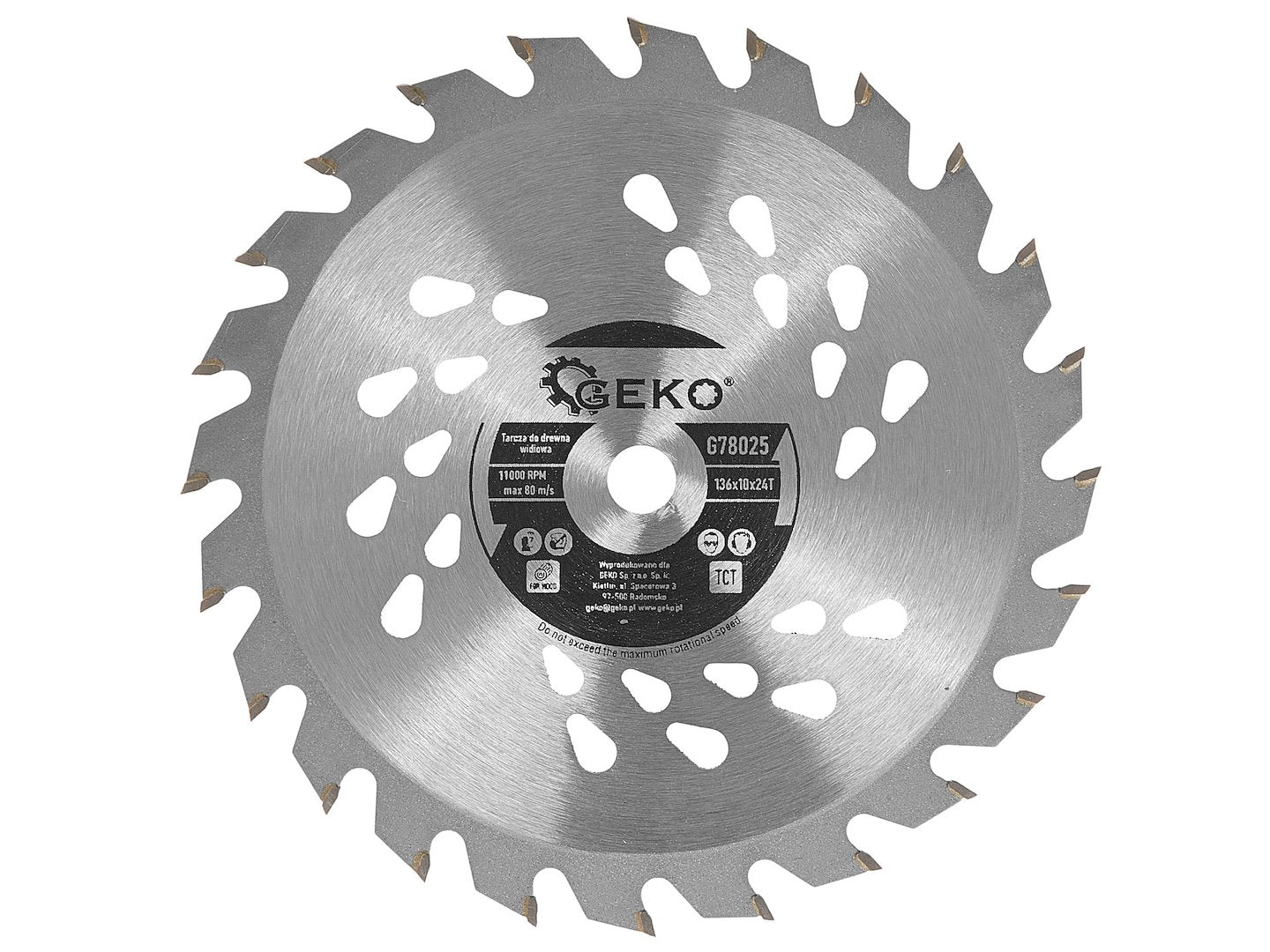 Lama per sega circolare Ø 136 mm × 10 mm × 24 denti, con punte in TCT-carburo di tungsteno, ideale per legno