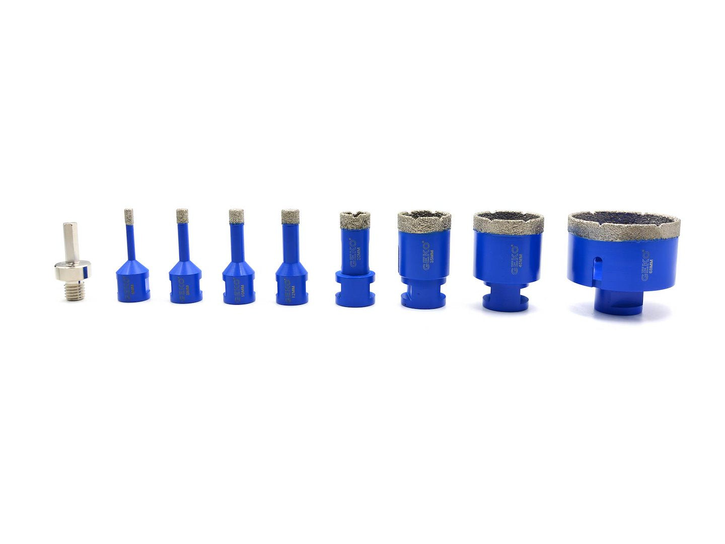 Set di 9 punte diamantate - punte per smusso, seghe a tazza per porcellana piastrella ceramica granito marmo muratura, con gambo, 6-68 mm Geko