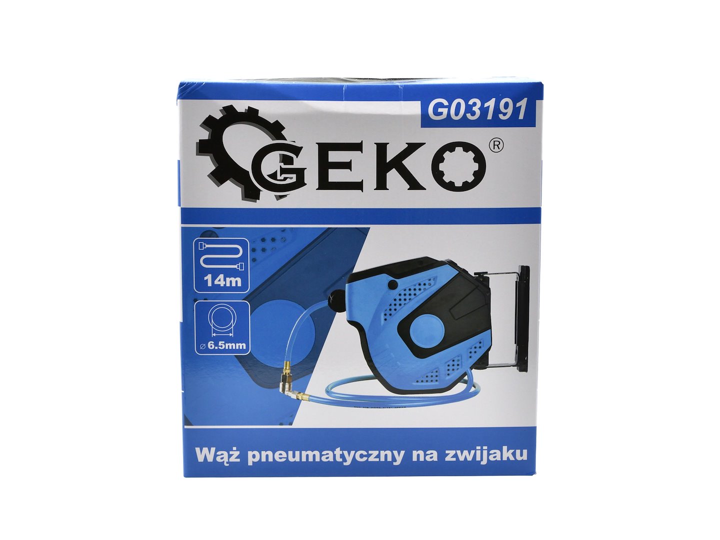 Avvolgitubo aria compressa con tubo professionale 14 m, fissaggio a parete sistema blocco automatico riavvolgitore auto stop, accessorio compressore salvaspazio, Geko