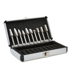 Frese su gambo in carburo di tungsteno, kit di 10 frese rotanti, testa di affilatura per intaglio su legno, lucidatura metalli, incisione, foratura