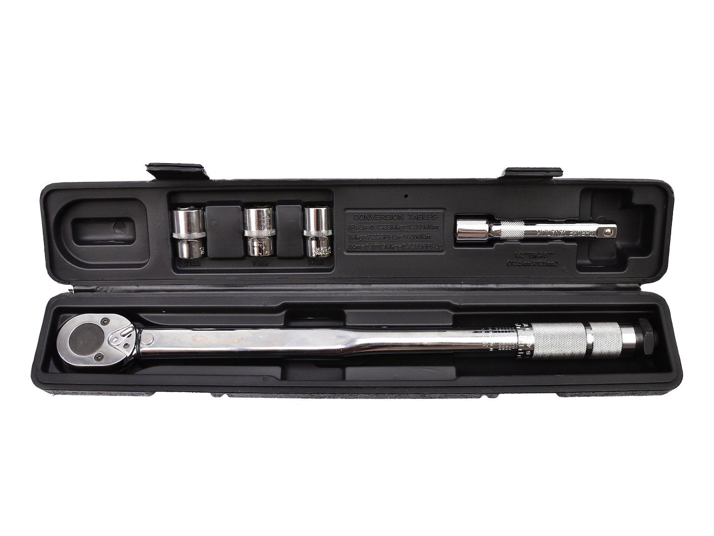 Set chiave dinamometrica 1/2", 5 pezzi, 28-210 Nm, con bussole a impatto e prolunga Geko