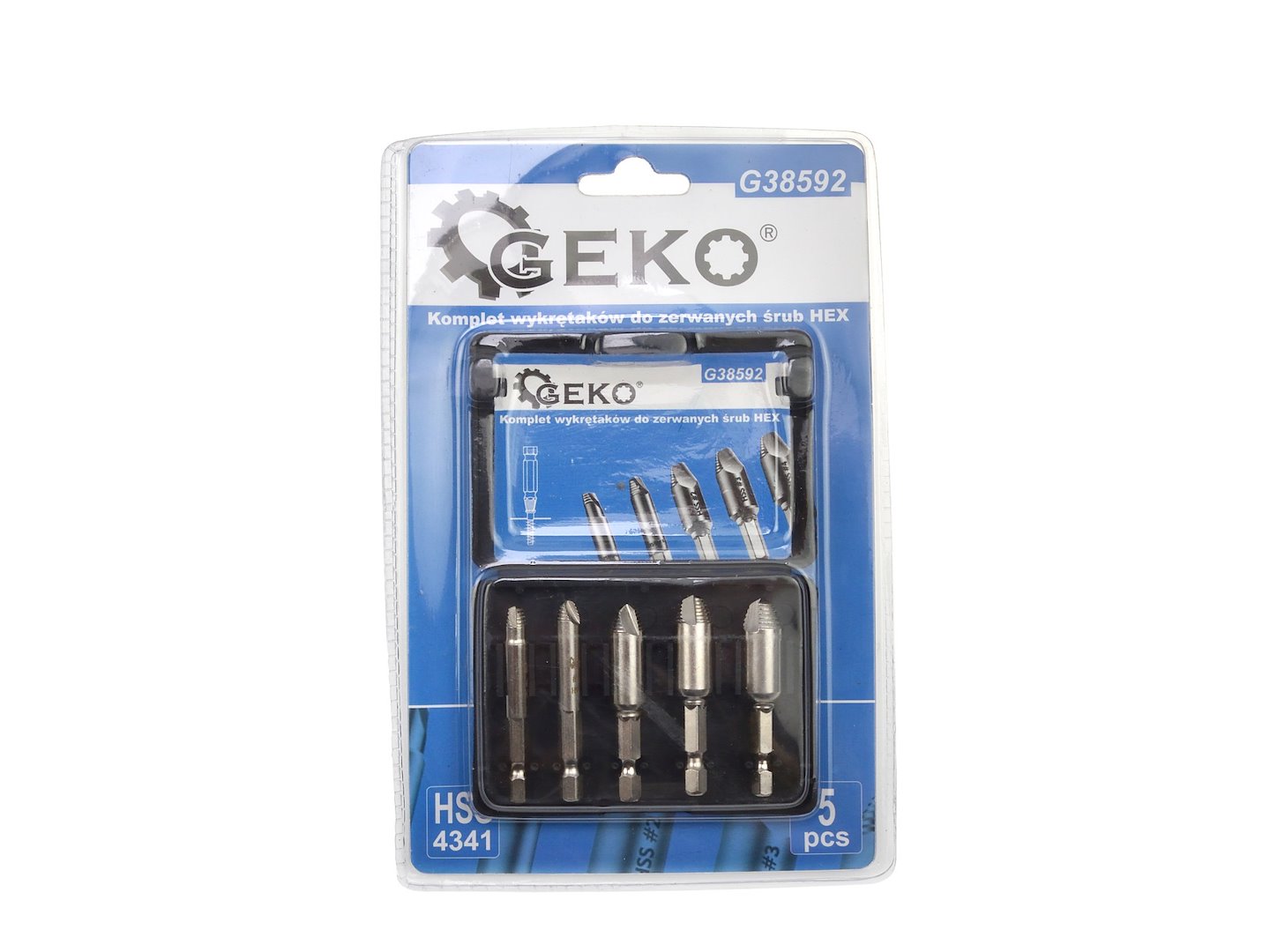 Estrattore di viti danneggiate, 1/4" pollice impostato, punte guida set per la rimozione delle viti rotte, con codolo esagonale, HSS 4341, Geko