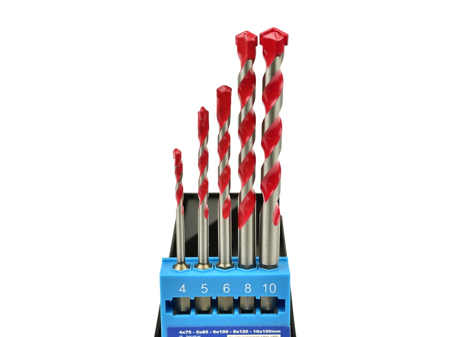 Set punte de trapano 5 pezzi, punta in carburo di tungsteno, per cemento, ceramica, muro mattoni, alluminio, lamiera d’acciaio, materiali leggeri da costruzione, legno e plastica, 4–10 MM HEX