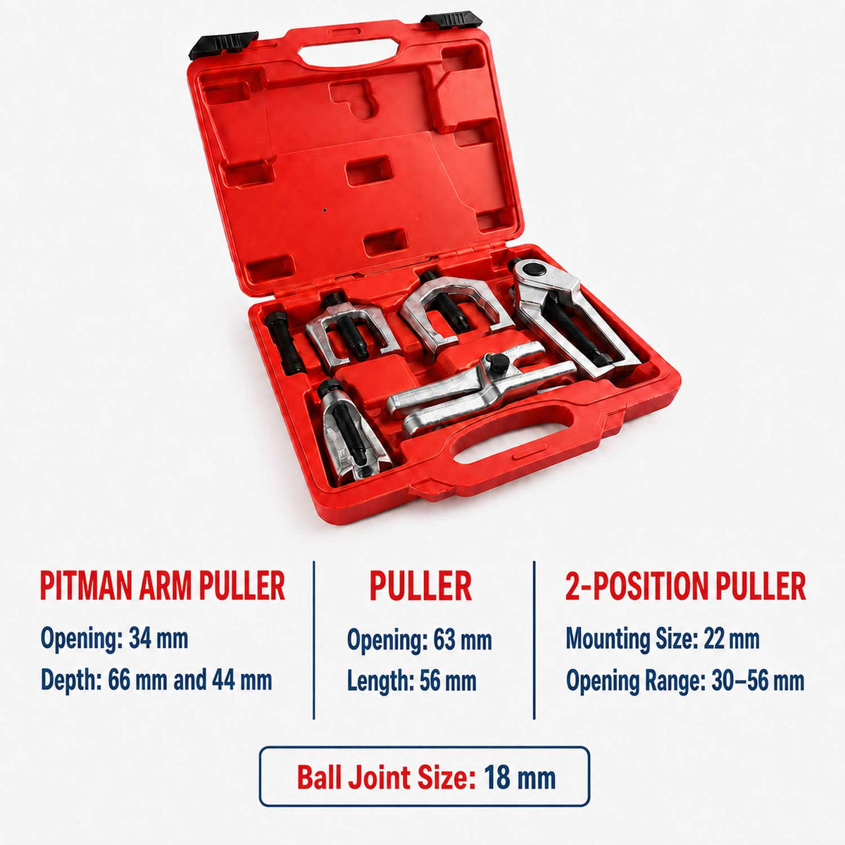Set estrattore giunti sferici bracci di controllo per impieghi gravosi, fuso a snodo, kit attrezzi per la rimozione delle estremità del tirante, Gebo Tools