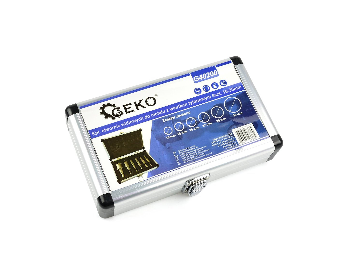 Kit di 6 seghe a tazza TCT con punta in carburo di tungsteno, 16-35 mm, punte per trapano con punta pilota placcata in titanio, per metallo, acciaio, ferro, legno, plastica, ghisa, metalli non ferrosi, Geko