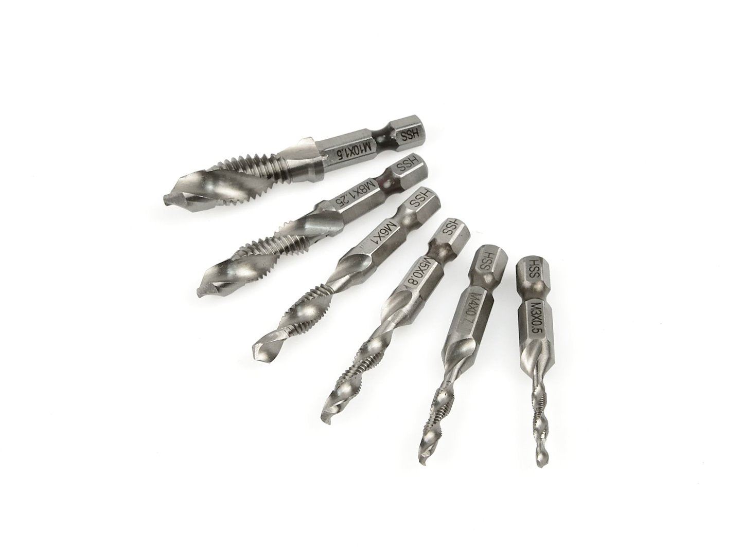 Set di punte e maschi HSSG-HEX, kit di riparazione filettatura, 1/4" M3-M10 6 pezzi