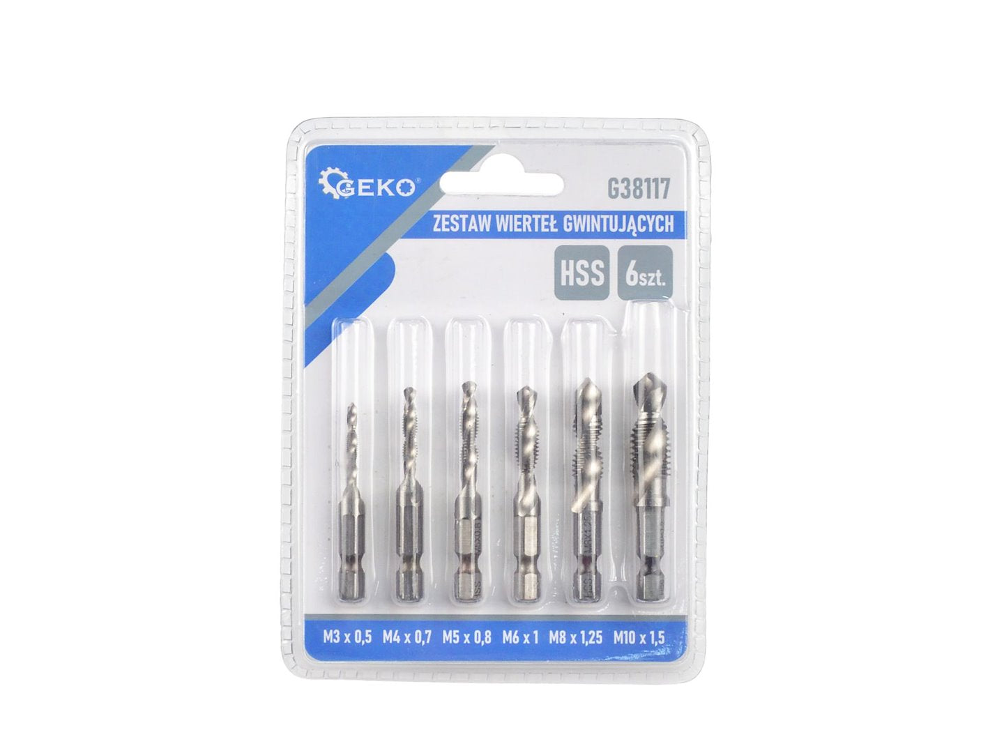 Set di punte e maschi HSSG-HEX, kit di riparazione filettatura, 1/4" M3-M10 6 pezzi
