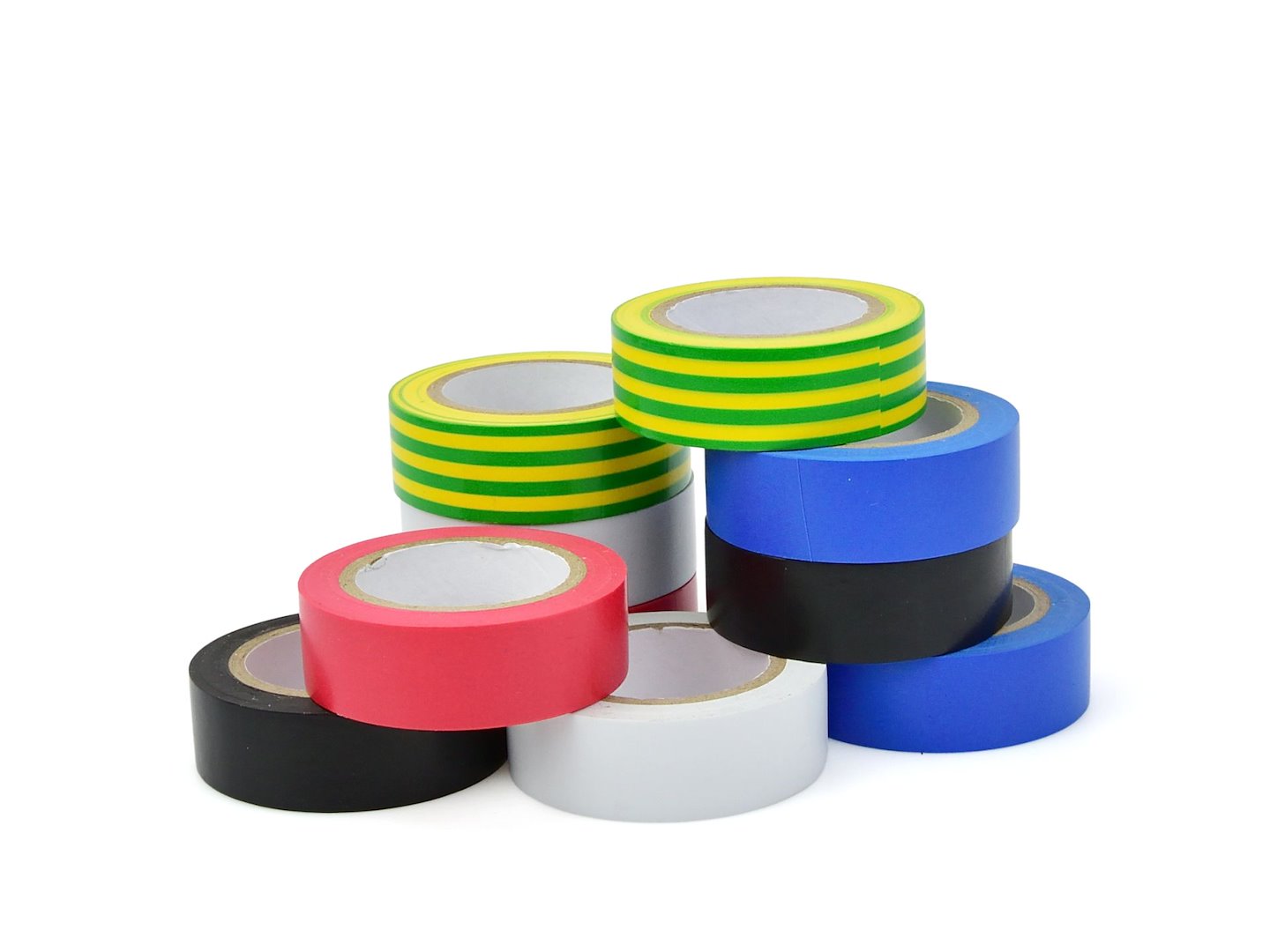 Nastri isolanti adesivi in pvc plastificato, 10 rotoli nastro isolante elettrico, nastro adesivo, set/assortimento a colori, 19mm x 0.13mm x 5m, Geko