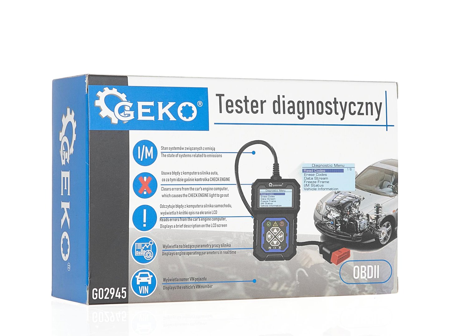 Tester diagnostico per auto con display LCD , lettore errore motore auto con funzioni OBD2,scanner diagnostico auto Check Engine