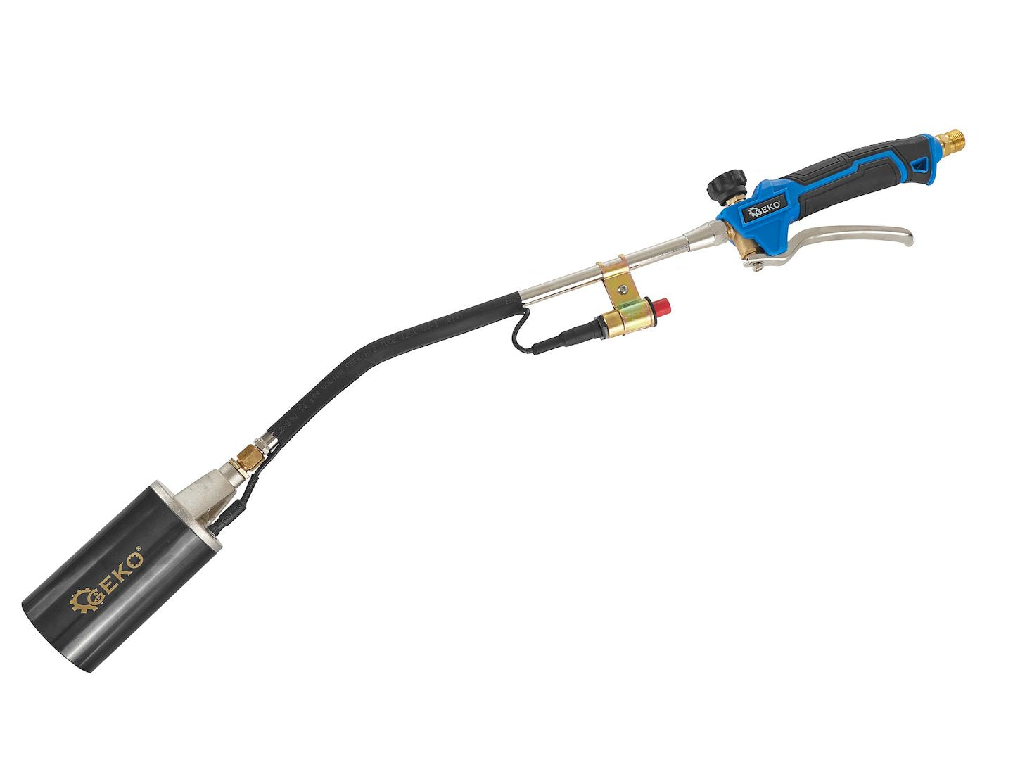 Saldatore/cannello bruciatore a gas con leva 70 cm e tubo 5 m, diametro becco: 57 mm interno, esterno 60 mm Geko kit saldatura