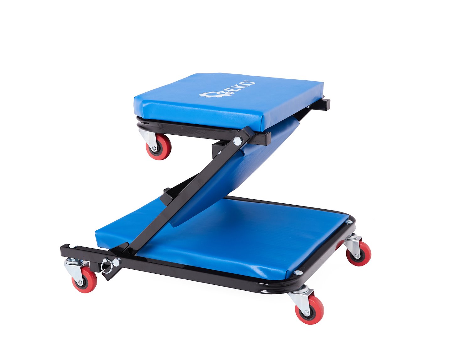 Sgabello per officina con ruote, sgabello di montaggio, carrello meccanico 2 in 1 sedia e lettino da lavoro, sgabello da officina su ruote, sgabello meccanico garage, Geko