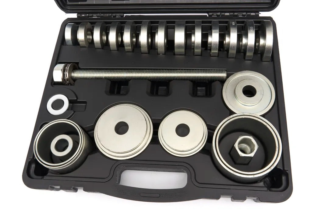 Set di attrezzi per cuscinetti ruota, strumento estrattore di mozzi ruota, cuscinetti sferici, utensili per unità cuscinetto mozzo, kit di smontaggio per VW per Audi, Opel, Fiat, BMW, Ford, 31 pezzi Hbm