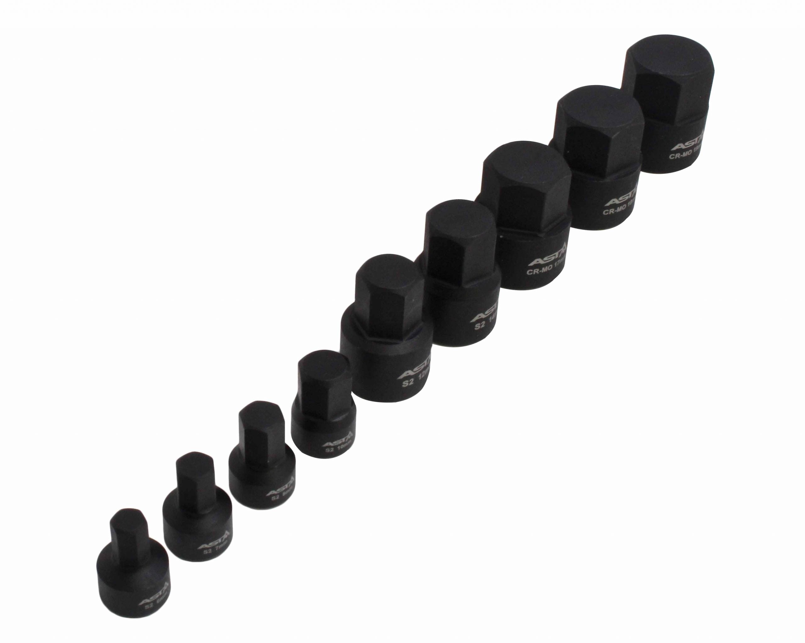 Set di bussole esagonali 1/4" 3/8" premium, set di bussole metrico, set di 9 bussole a brugola, 6-19 mm, per avvitatori a impatto