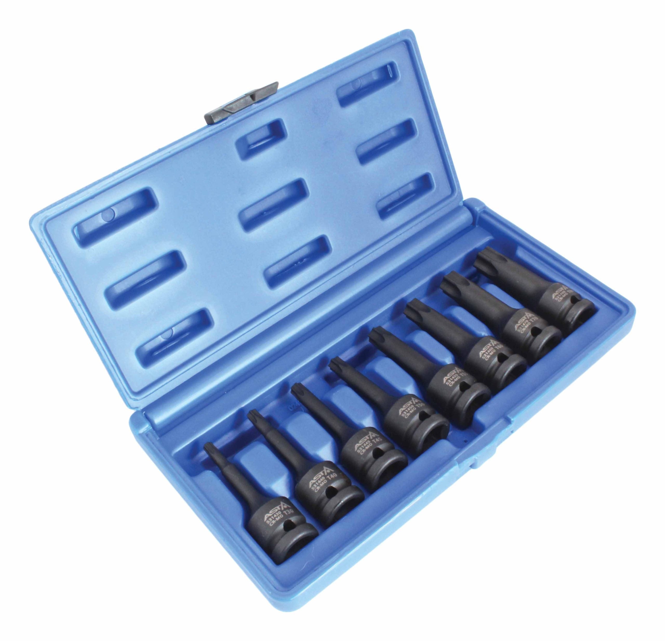Set 8 pezzi bussola a impatto Torx con attacco 1/2", T25-T80, corredo di bussole esagonali con valigetta per chiavi pneumatiche, elettriche e dinamometriche
