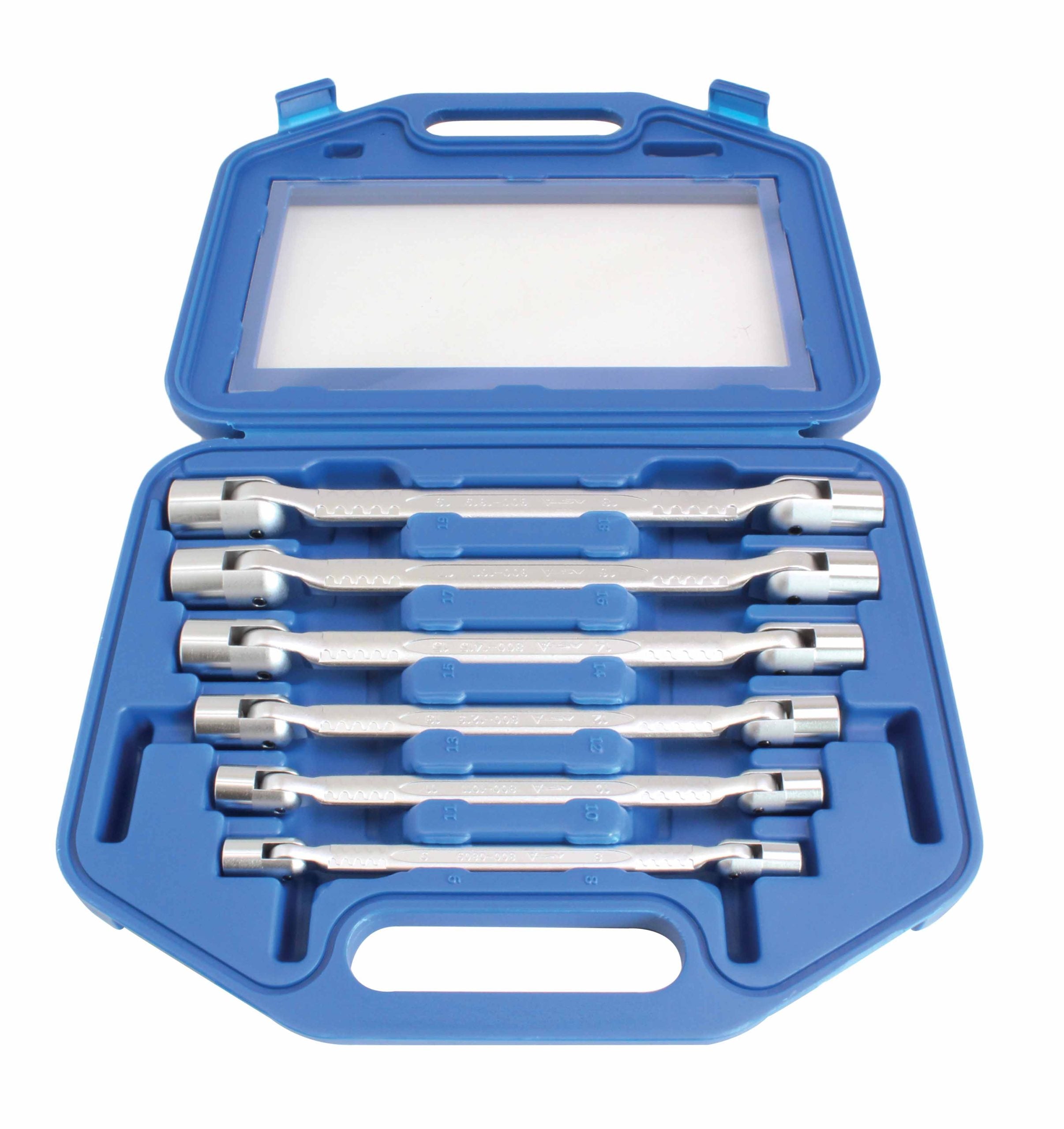 Serie-set 6 chiavi, chiave a doppia bussola snodate 8 - 19 mm, poligonale