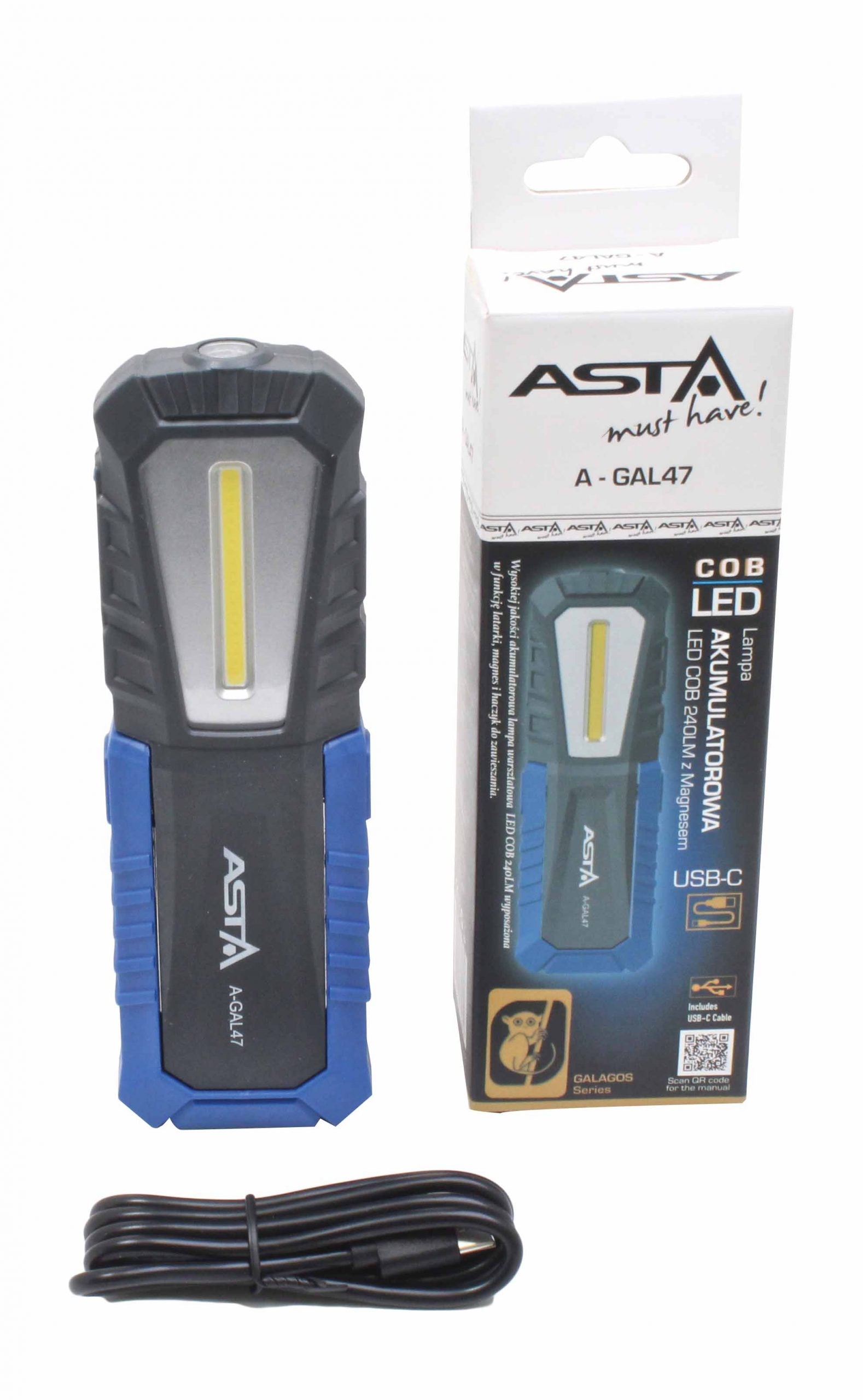 Luce LED COB, magnetica ricaricabile, luce LED lampada per officina, casa, 240 lumen Asta