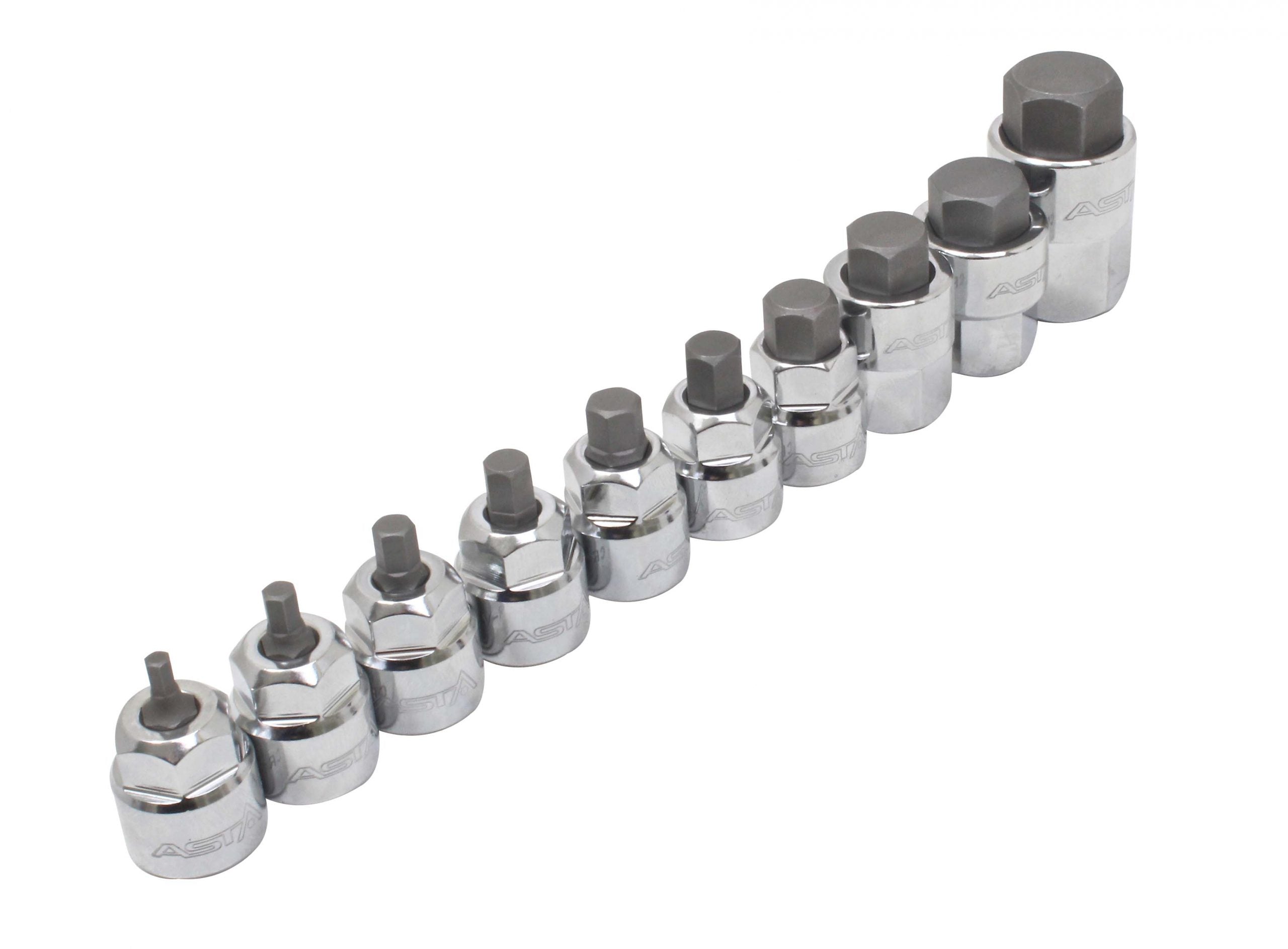Set chiavi a bussola esagonali, inserti per chiave a bussole con punta, H3–H14 3/8–1/2 10 pezzi