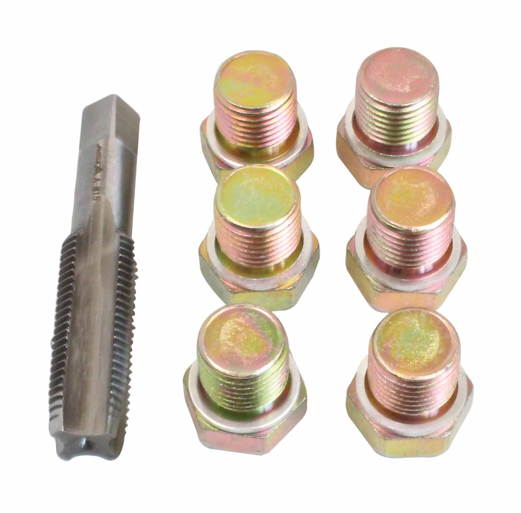 Kit riparazione rifilettatori vite tappo tappi coppa di scarico olio auto, set di riparazione filettatura tappo di scarico coppa olio, M15 × 1.5