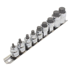 Set chiavi a bussola XZN Torx M4 - M18, filettatura multidente, 9 pezzi, 1/2