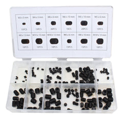 Set di grani con esagono incassato, viti senza testa kit, M3/M4/M5/M6/M8/M10 vite grani filettati, viti a esagono esagonali incassato maniglie porte, rubinetto, con brugola esagonale fissaggio kit, 160 pezzi