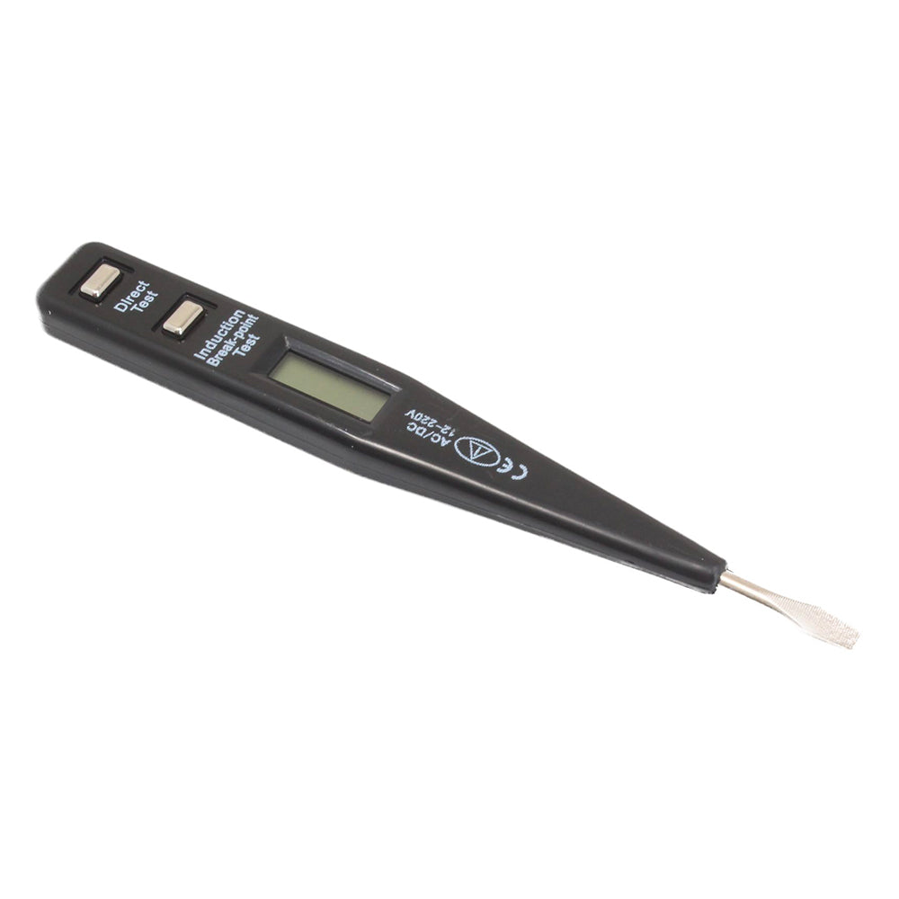 Penna rilevatore tensione 12-250V AC/DC con torcia cercafase senza contatto, cerca fase tester elettronico non-contatto per misura filo vivo/nullo, display LCD