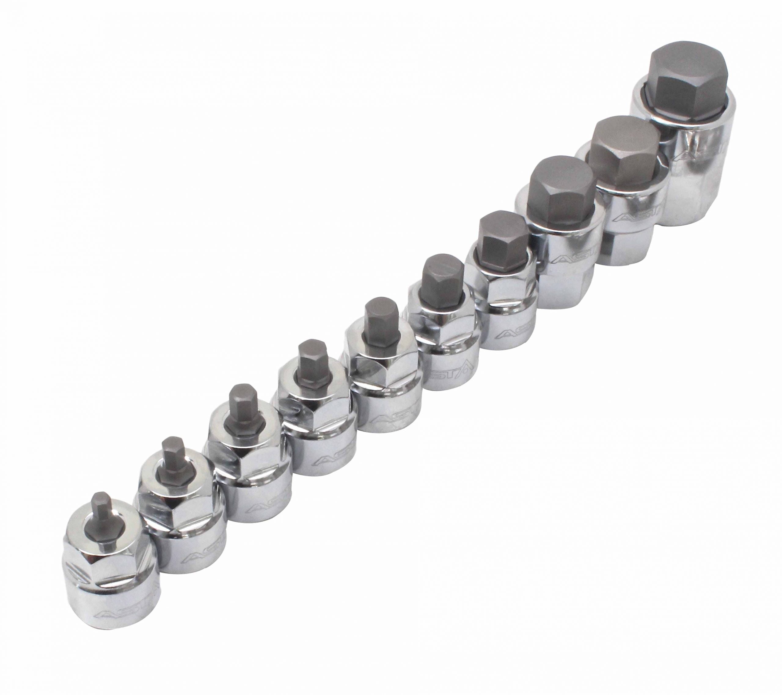 Set di bussole esagonali 1/2" premium, set di bussole in acciaio Cr-V, metrico, set di 10 bussole a brugola, per avvitatori a impatto