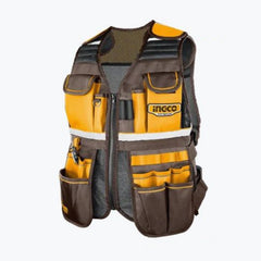 Gilet per attrezzi nero tinta unita, gilet da lavoro uomo con 17 tasche, gilet di montaggio, 48 × 60 × 3 cm