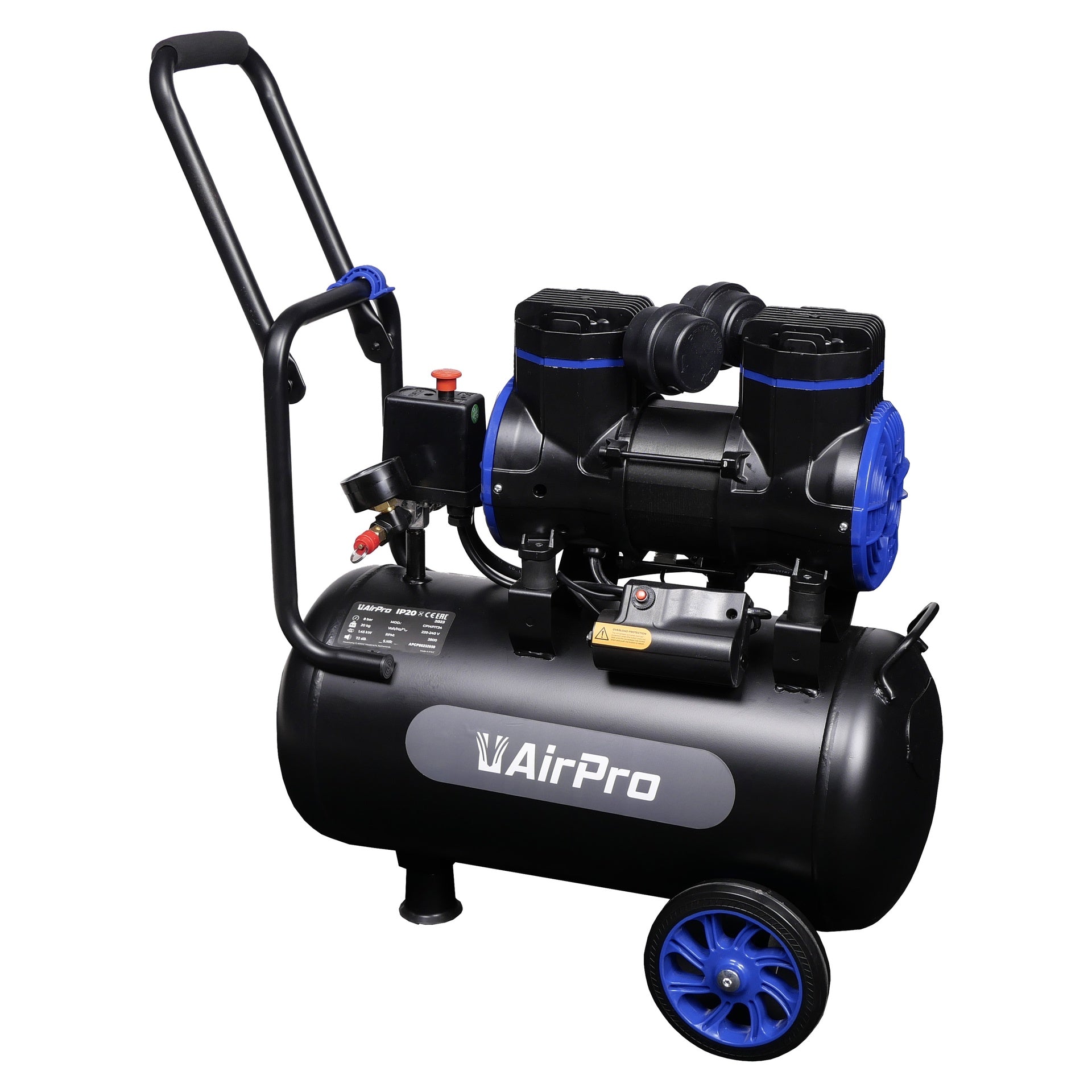 Compressore silenziato senza olio Airpro 2 HP, 24 L, 230 V.