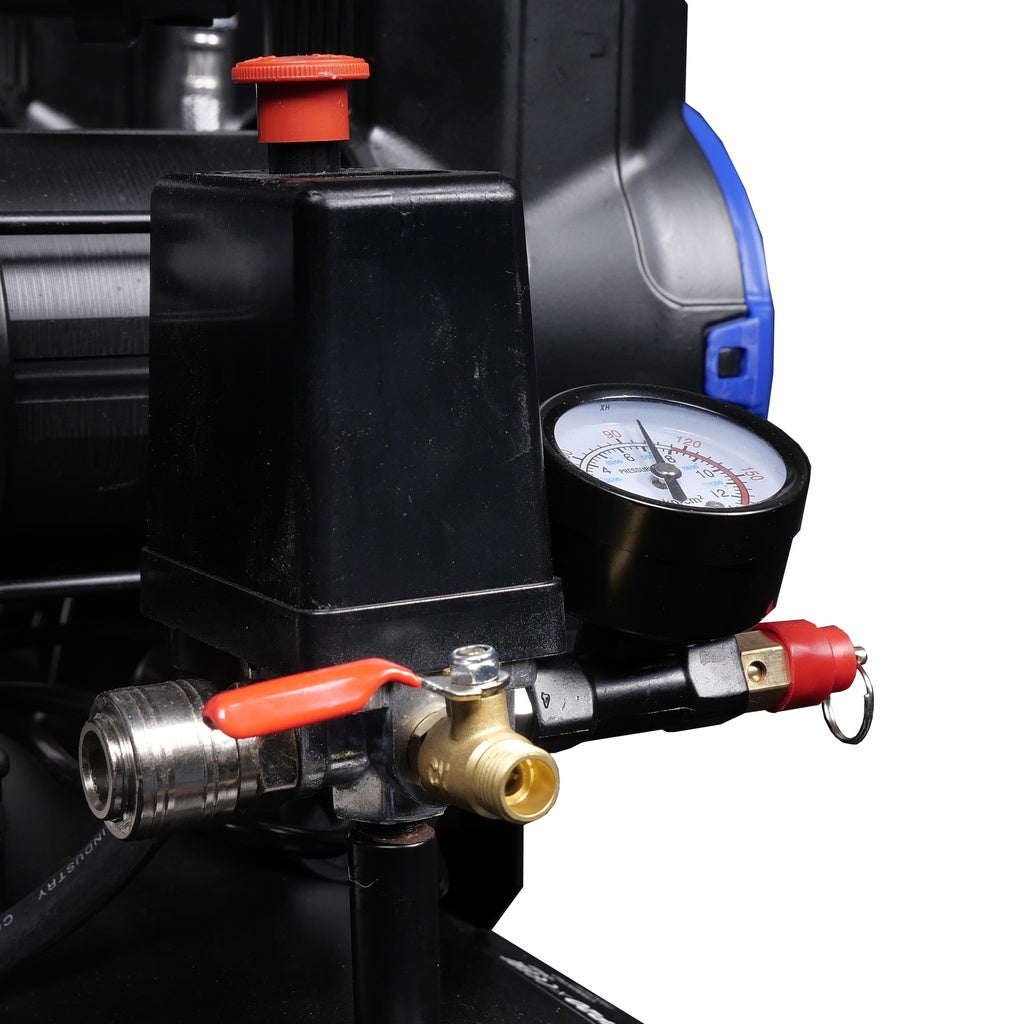 Compressore aria silenziato - con capacità del serbatoio di 40 litri - senza olio, oil free - per utensili pneumatici, 2 × 1,8 HP Airpro
