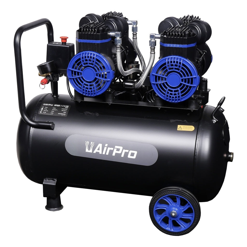 Compressore aria silenziato - con capacità del serbatoio di 40 litri - senza olio, oil free - per utensili pneumatici, 2 × 1,8 HP Airpro
