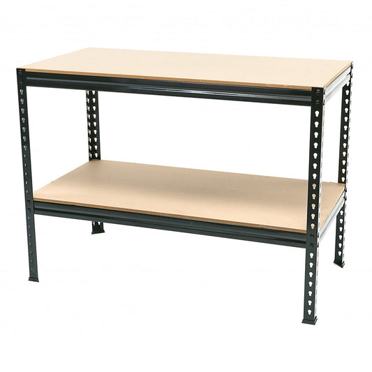 Banco da lavoro per officina garage e fai-da-te 120 cm in acciaio super resistente nero