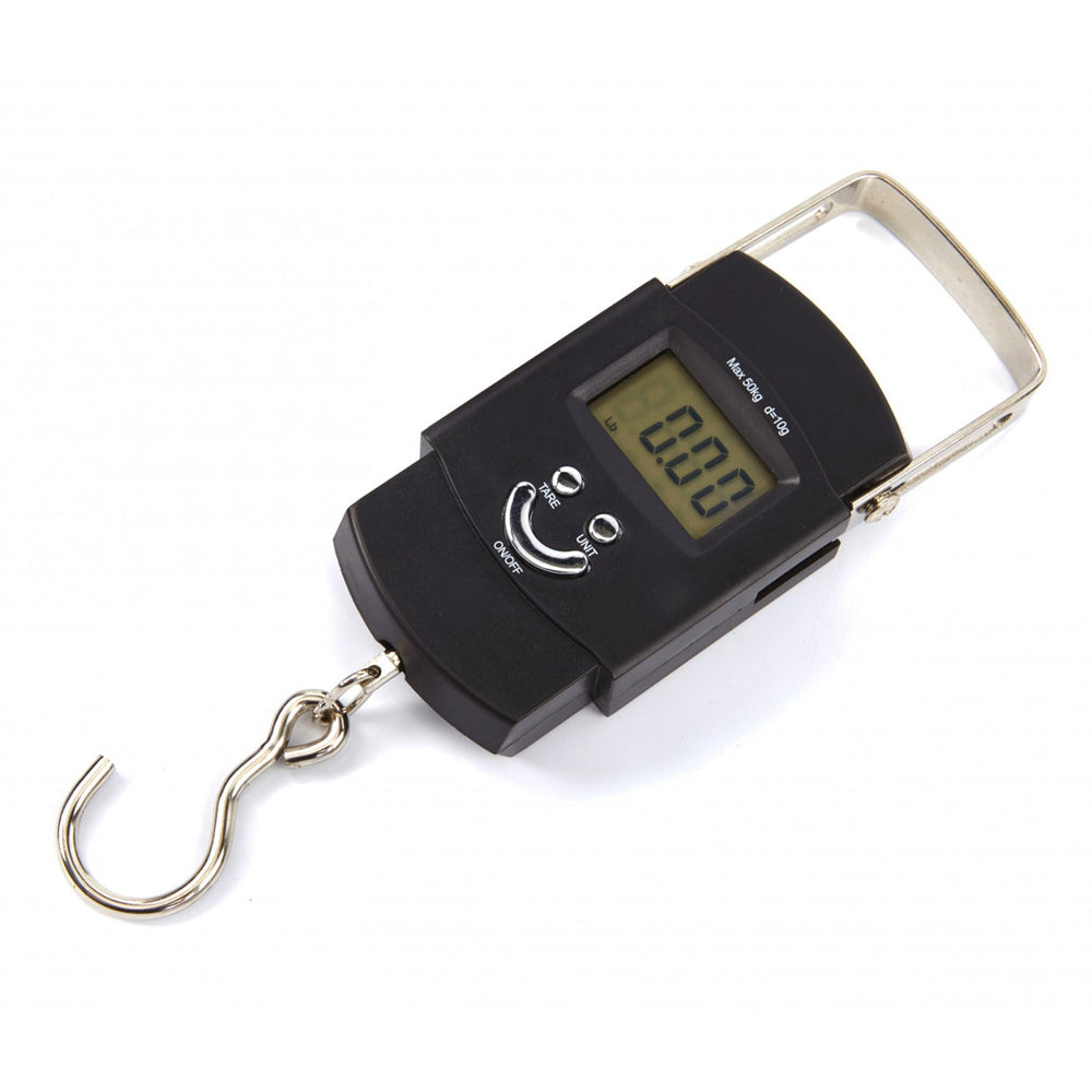 Bilancia elettronica con gancio per bagagli-valigie 110 lb 50 kg da appendere con display LCD retroilluminato, con maniglia , postale digitale, da pesca