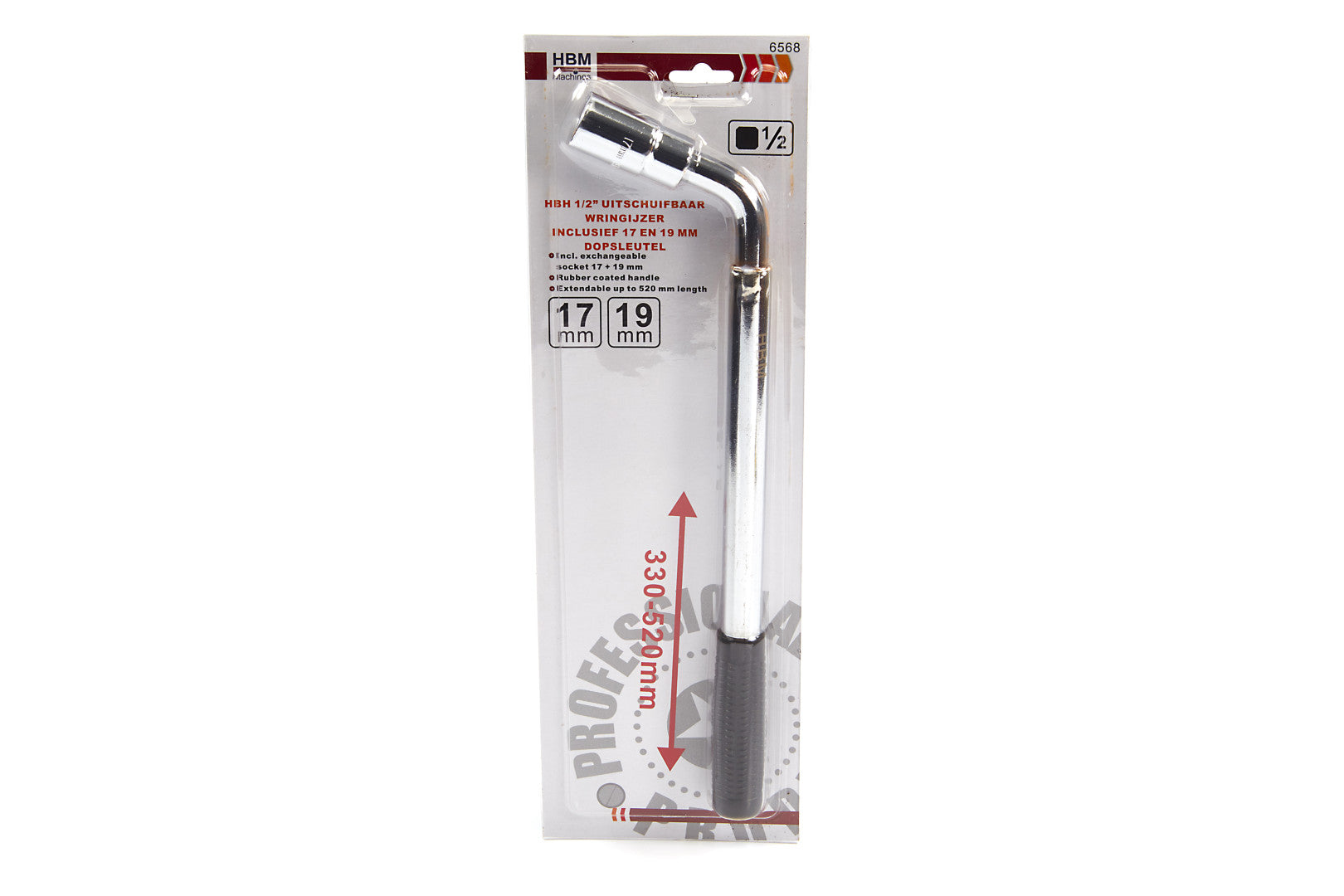 Chiave telescopica per dadi ruota auto con bussola da 17/19 mm da 1/2" pollici, chiave ruota extra lunga allungabile regolabile 330-520 mm smonta ruota, impugnatura antiscivolo gommata, attrezzo veicoli officina moto
