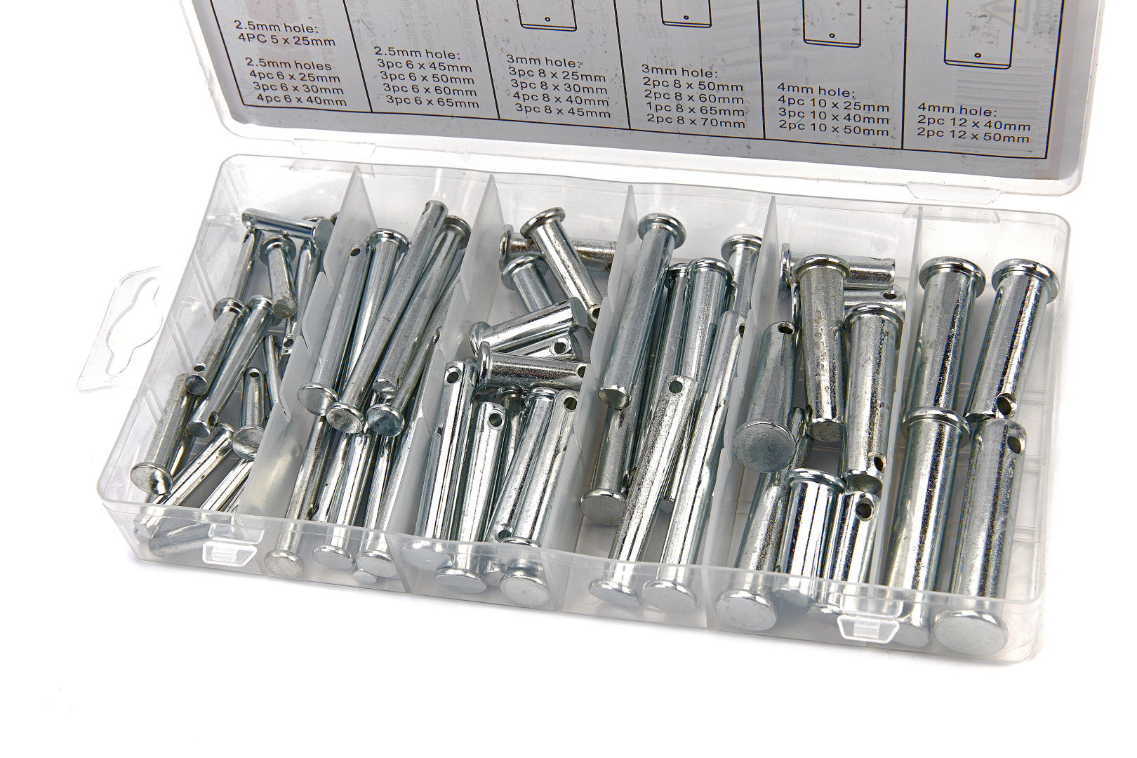Kit assortimento di perni a forcella con testa piatta a t e foro singolo, per auto, 60 pezzi