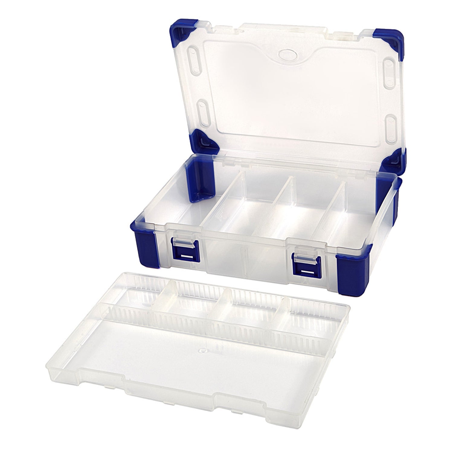 Organizer portaoggetti doppio lato portaoggetti scomparti regolabili 23.5 x 16.5 x 6 cm, scatole di plastica con scomparti, scatola portaoggetti con scomparti per piccoli pezzi, scatola di classificazione per conservare viti, perle, orecchini e anelli