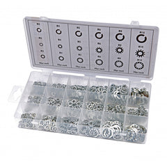 Set di rondelle di bloccaggio, rondelle di serraggio con denti interni, anelli di sicurezza con fermo rapido, kit assortito - 720 pezzi
