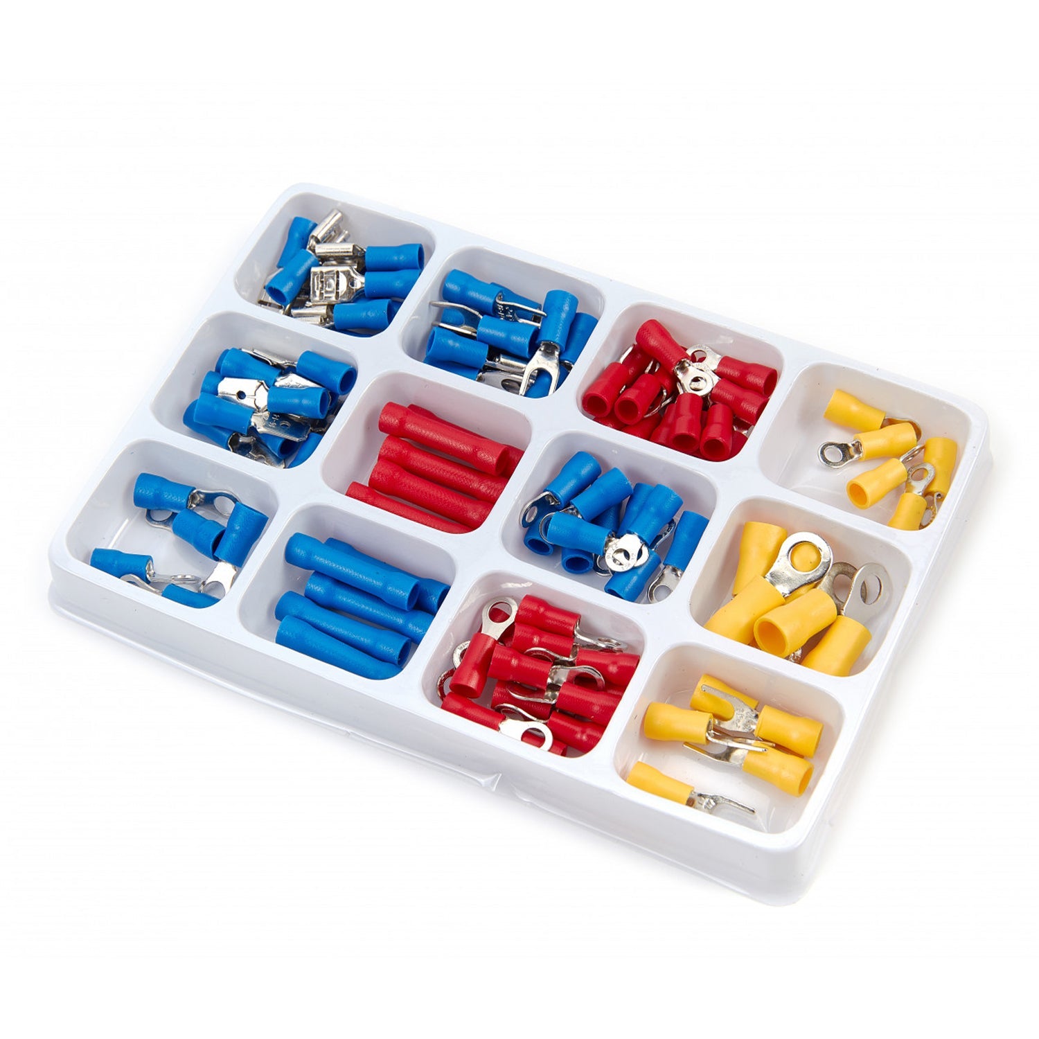 (rosso, giallo, blu, 100 pezzi)-set connettori per cavi a crimpare, assortimento di capicorda, terminali crimpare isolati forcella, morsetti per cavi elettrici, attrezzi per connettori proiettile
