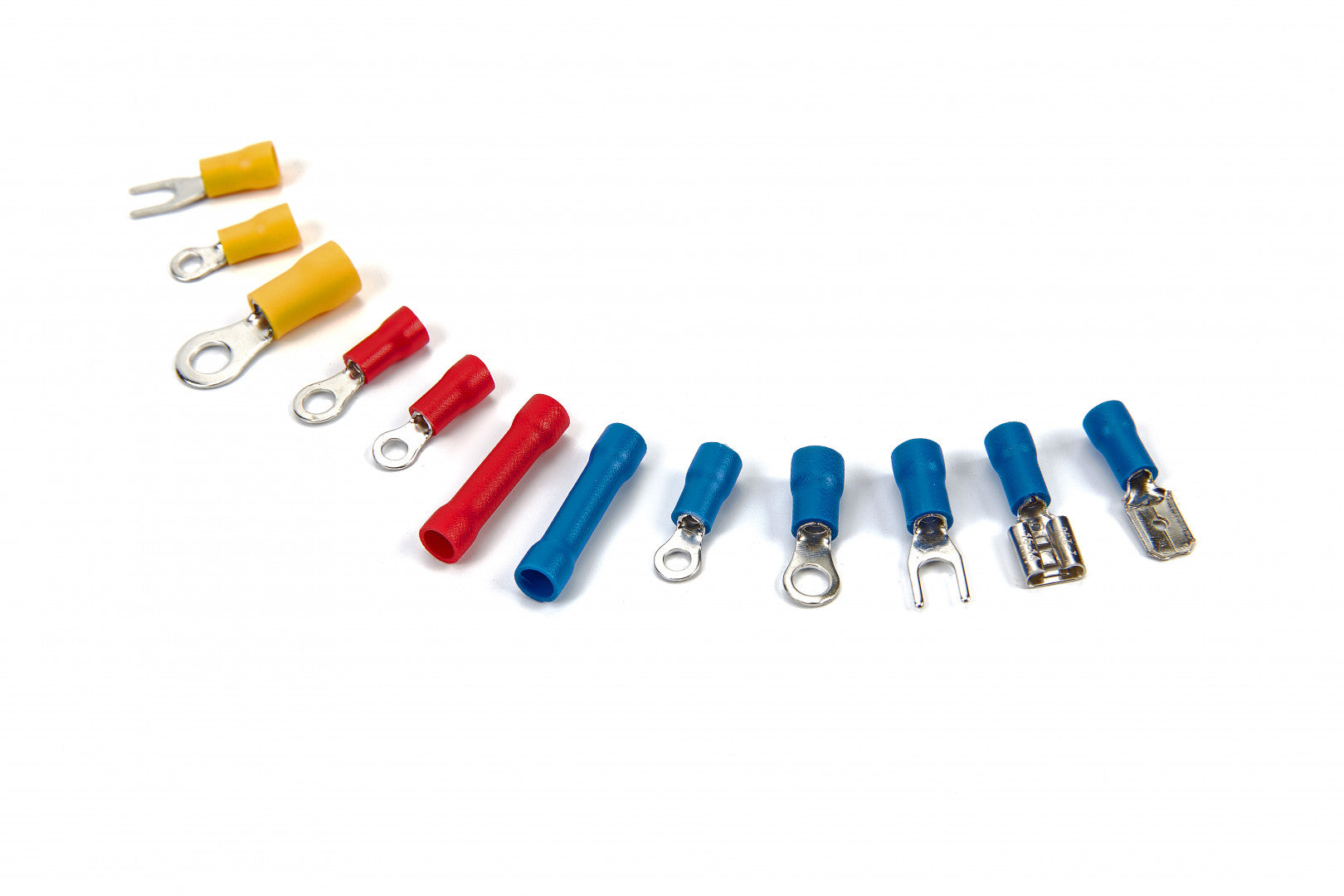 (rosso, giallo, blu, 100 pezzi)-set connettori per cavi a crimpare, assortimento di capicorda, terminali crimpare isolati forcella, morsetti per cavi elettrici, attrezzi per connettori proiettile