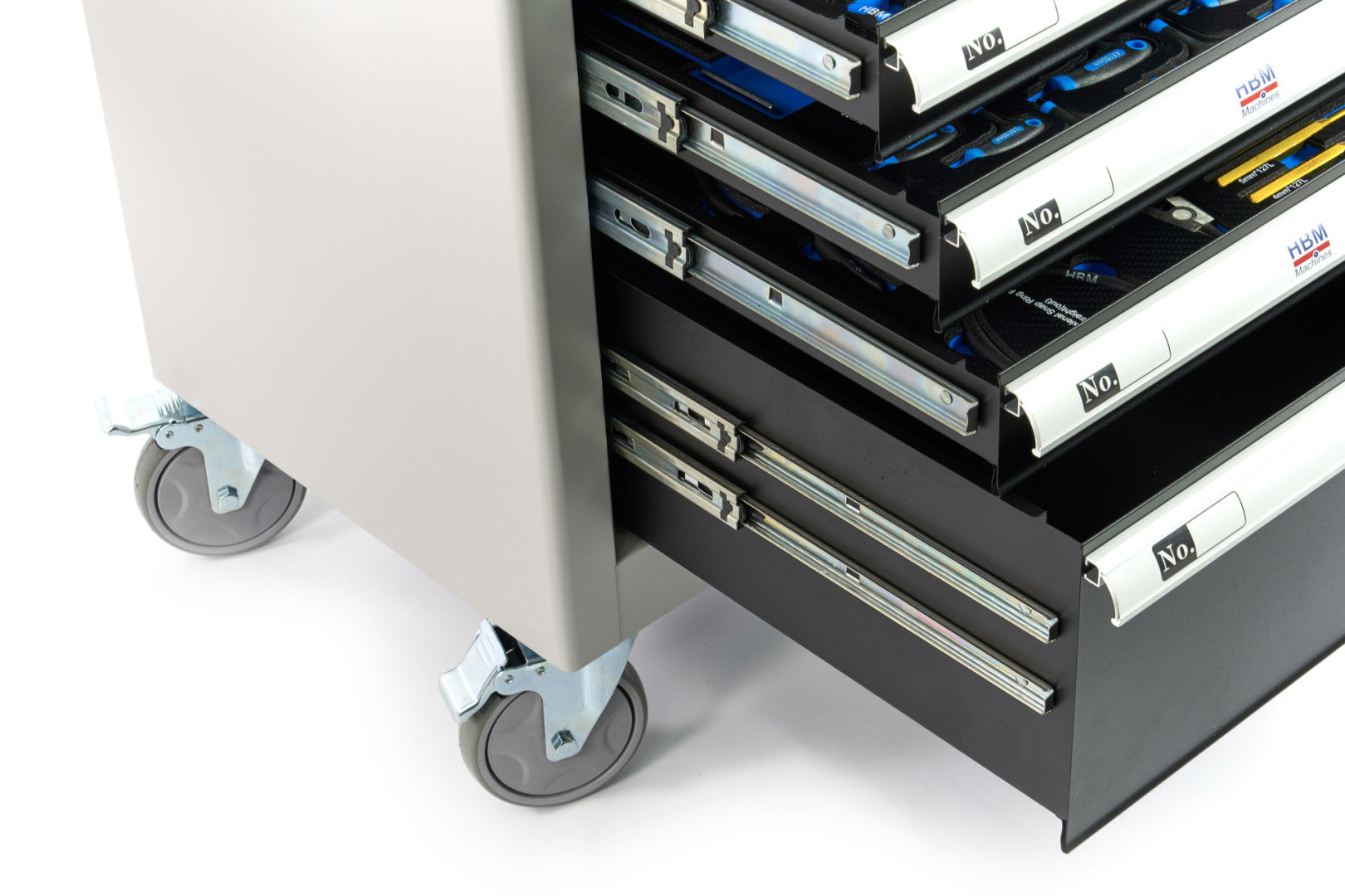 Carrello completo di attrezzi set 262 pezzi con 7 cassetti 7 scomparti e ruote da officina Carbon premium Olanda