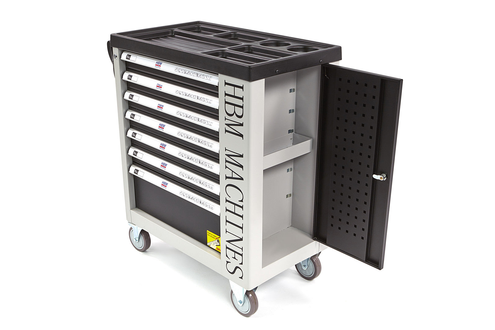 Carrello completo di attrezzi set 262 pezzi con 7 cassetti 7 scomparti e ruote da officina Carbon premium Olanda